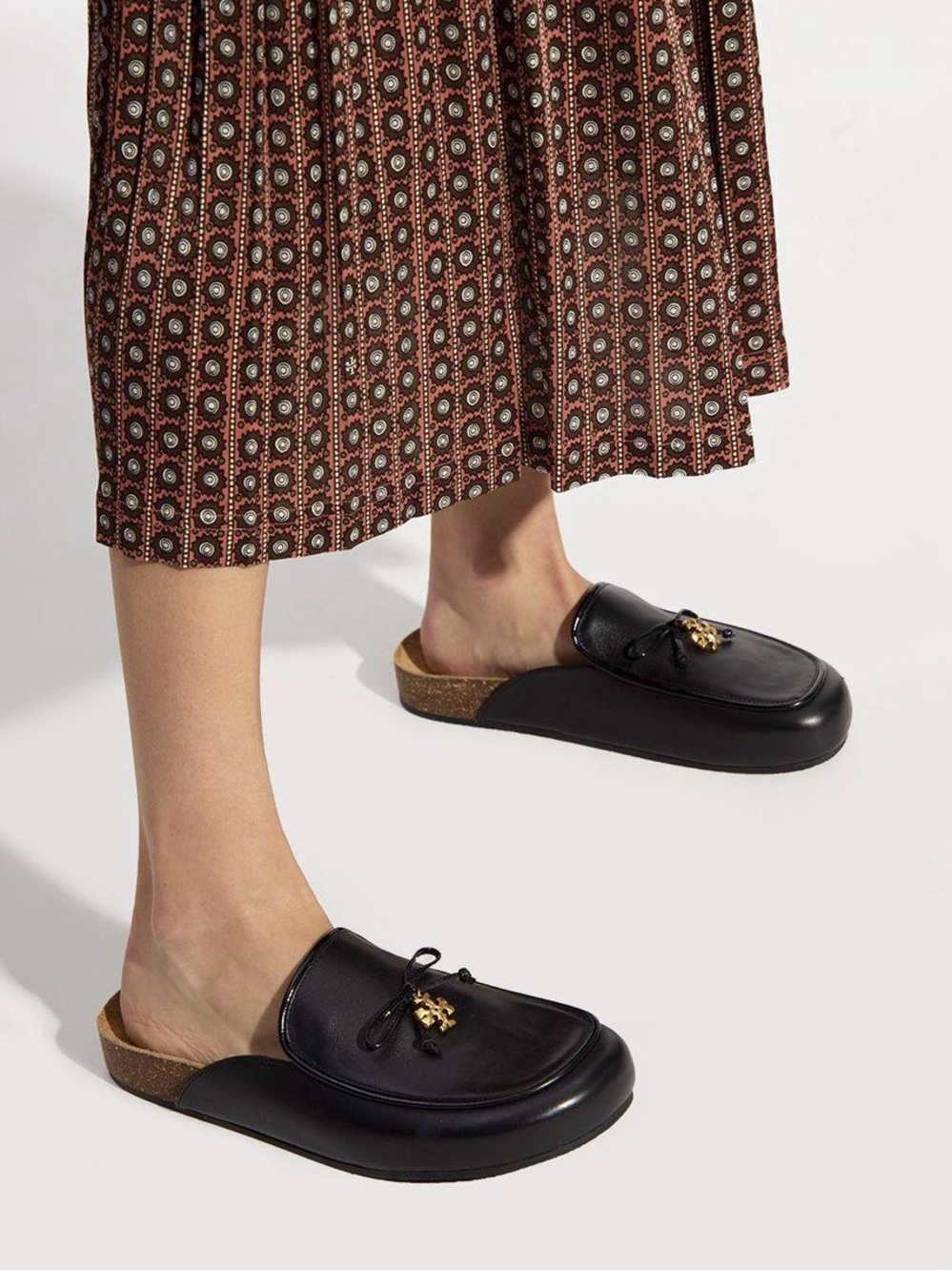 Tory Burch Tory Charm Black Leather Cork Mule Clogs 7 - Picture 15 of 15